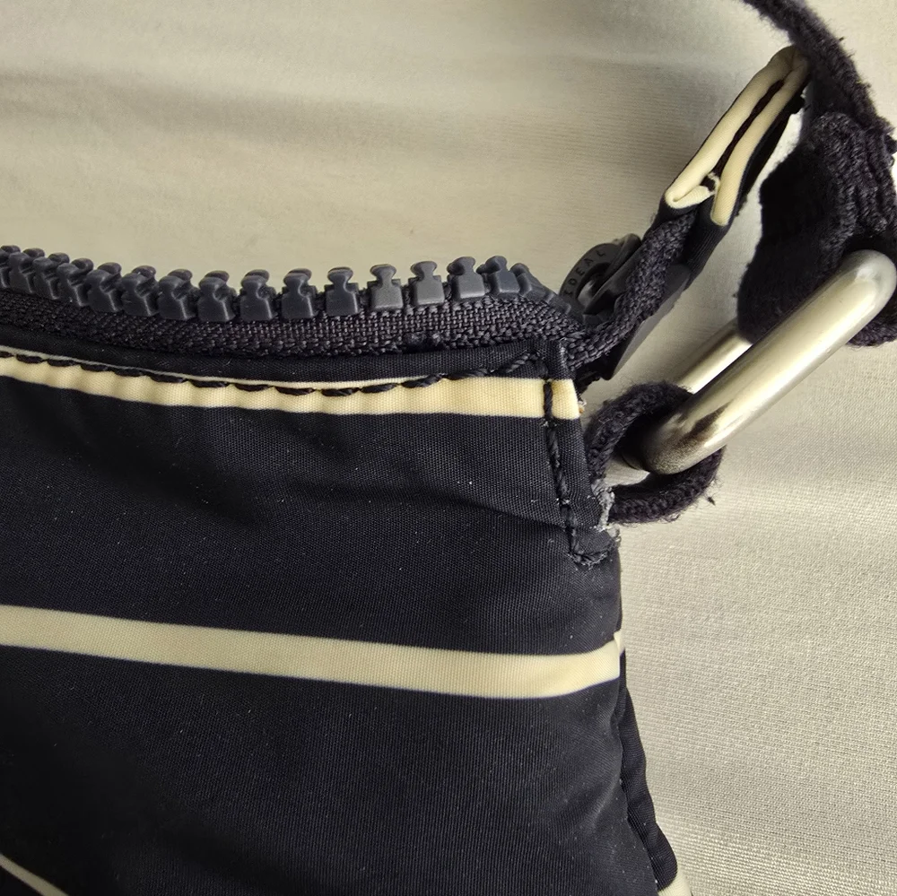 Talbots Crossbody Bag Navy + White Striped Nylon Quilted Medium Purse